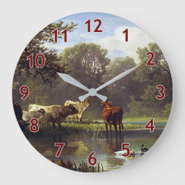 Reloj Redondo Grande El ganado en el arte clásico de Pond
