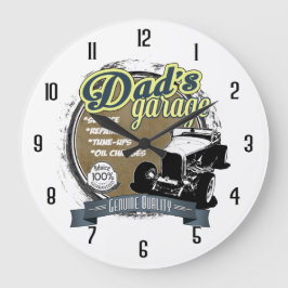 Reloj Redondo Grande El garaje de papá en color