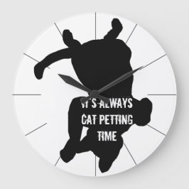 Reloj Redondo Grande El gato que acaricia tiempo acaricia el