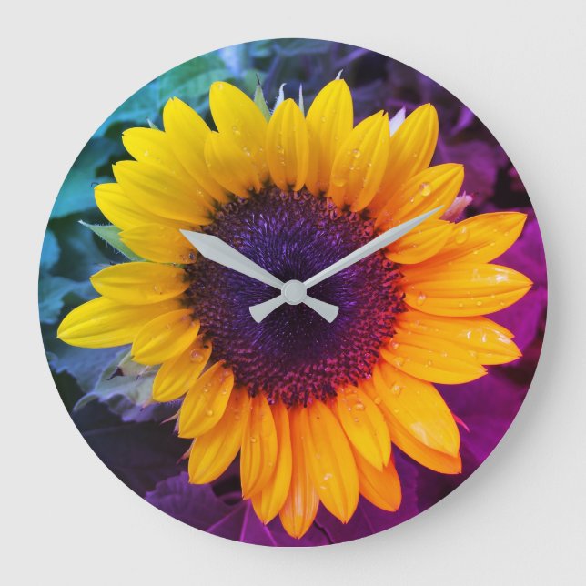 Reloj Redondo Grande El girasol colorido (Anverso)