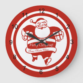 Reloj Redondo Grande El gracioso Papá Noel Navidades Rojo y Blanco