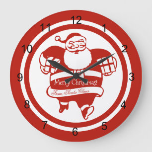 Reloj Redondo Grande El gracioso Papá Noel Navidades Rojo y Blanco