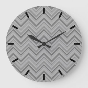 Reloj Redondo Grande El gris raya el modelo de zigzag