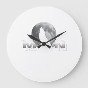 Reloj Redondo Grande el grito del lobo bajo la luna llena