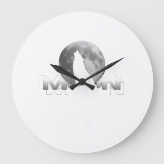 Reloj Redondo Grande el grito del lobo bajo la luna llena