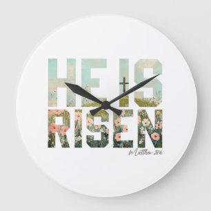 Reloj Redondo Grande Él ha Resucitado Boho Pascua Cristiano Jesús