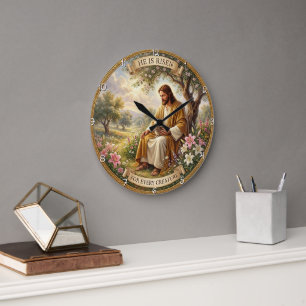 Reloj Redondo Grande Él ha resucitado Gracia de Pascua