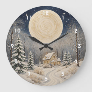 Reloj Redondo Grande El Hogar del Resplandor Invernal