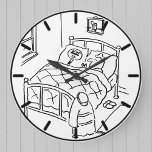 Reloj Redondo Grande El hombre de la pop dormido con su piruleta<br><div class="desc">Reloj del hombre del follón. Un hombre de pop dormido con su piruleta en la siguiente almohada. Personalizado que muestra a un hombre de pop,  un guardia de cruce,  un empleado de cruce o una patrulla de la escuela</div>