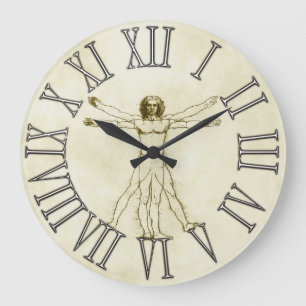 Reloj Redondo Grande El hombre de Vitruvian de Leonardo da Vinci