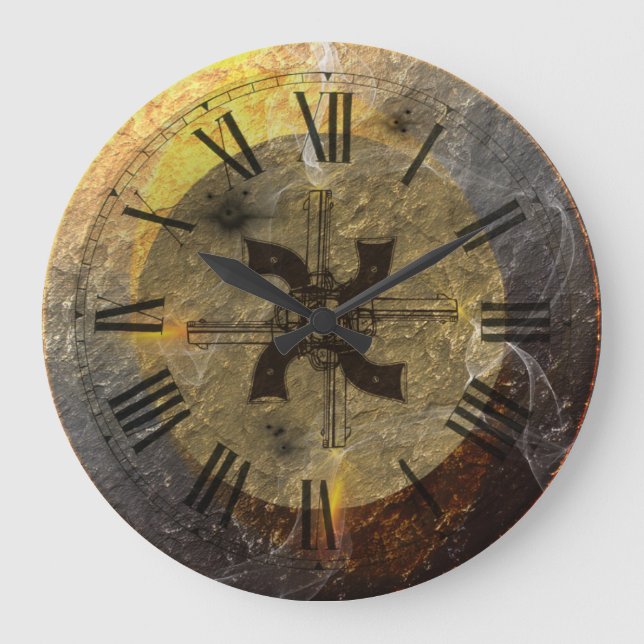 Reloj Redondo Grande El Humo De Las Armas Tiroteo De Cowboys (Anverso)