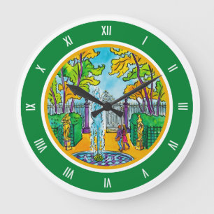 Reloj Redondo Grande El jardín de verano, dibujo acuático a mano