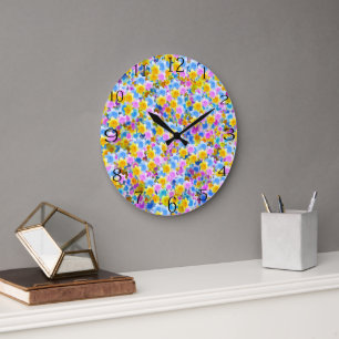 Reloj Redondo Grande El Jardín Pintado: Narcisos Multicolores