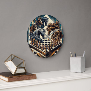 Reloj Redondo Grande El juego de los caballeros - el ajedrez se encuent