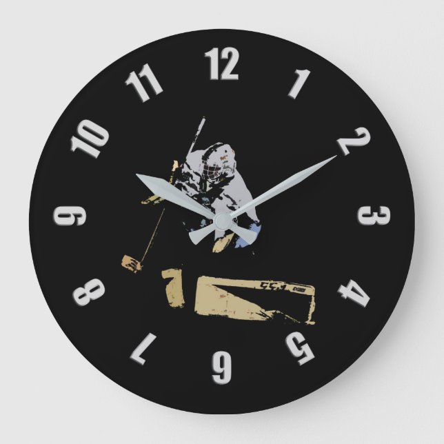 Reloj Redondo Grande El jugador de hockey Goaltender (Anverso)
