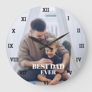 Reloj Redondo Grande El mejor Collage de fotos de papá jamás crea el pr