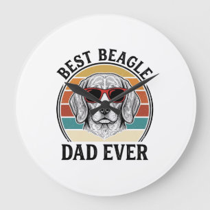 Reloj Redondo Grande El mejor papá Beagle de todos los tiempos Diseño d