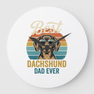 Reloj Redondo Grande El Mejor Papá Dachshund De Todos Los Tiempos Diseñ
