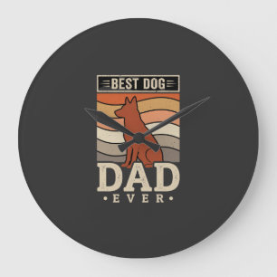 Reloj Redondo Grande El mejor papá de perro Retro Silueta