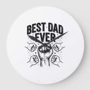 Reloj Redondo Grande El Mejor Papá del Mundo Puño Levantado Diseño de C
