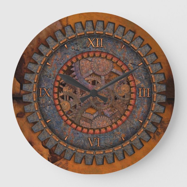 Reloj Redondo Grande El metal adapta Steampunk (Anverso)