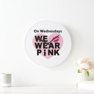Reloj Redondo Grande El Miércoles Usamos Pink Funny Valentine