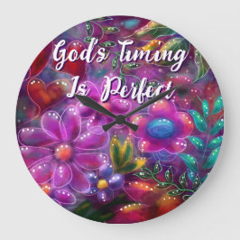 Reloj Redondo Grande El momento de Dios es perfecto para la floral pers
