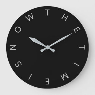 Reloj Redondo Grande 'El momento es ahora', tipografía mínima