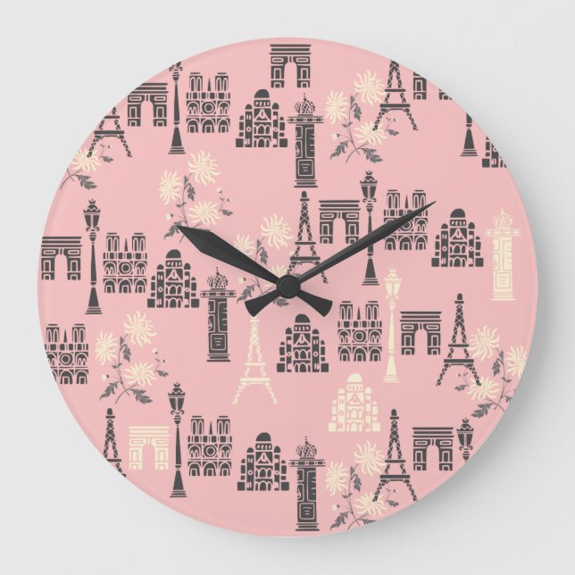 Reloj Redondo Grande El muro rosado de París (Anverso)