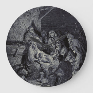Reloj Redondo Grande El Nacimiento de Gustave Doré Tinta Victoriana Pre