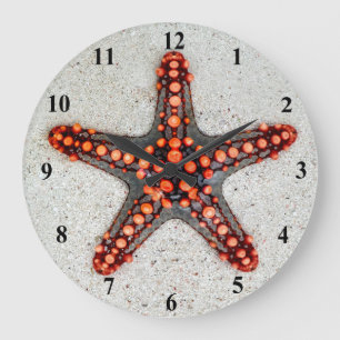 Reloj Redondo Grande El Naranja brillante, el pez estrella rojo en la a