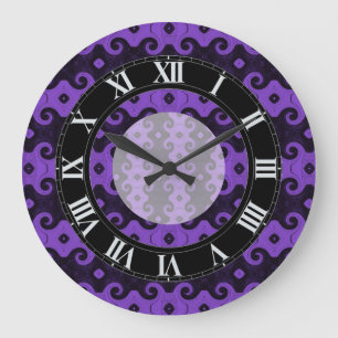Reloj Redondo Grande El ojo abstracto púrpura del diamante encrespa el