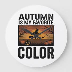 Reloj Redondo Grande El Otoño Es Mi Color Favorito Diseño De Bruja De H