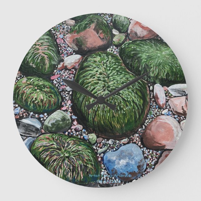 Reloj Redondo Grande El paisaje de las rocas de la playa (Anverso)