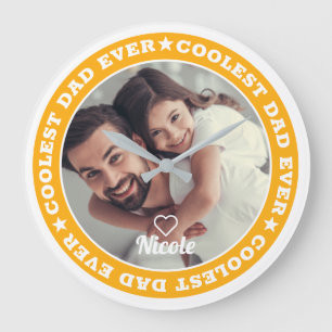 Reloj Redondo Grande El papá más genial jamás Foto personalizada modern