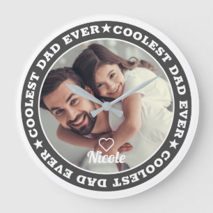 Reloj Redondo Grande El papá más genial jamás Foto personalizada modern