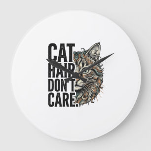 Reloj Redondo Grande El pelo de gato no importa Camiseta de gato con gr