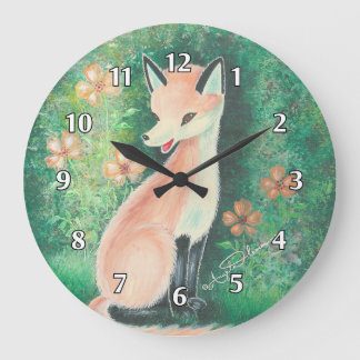 Reloj Redondo Grande El pequeño Fox bonito