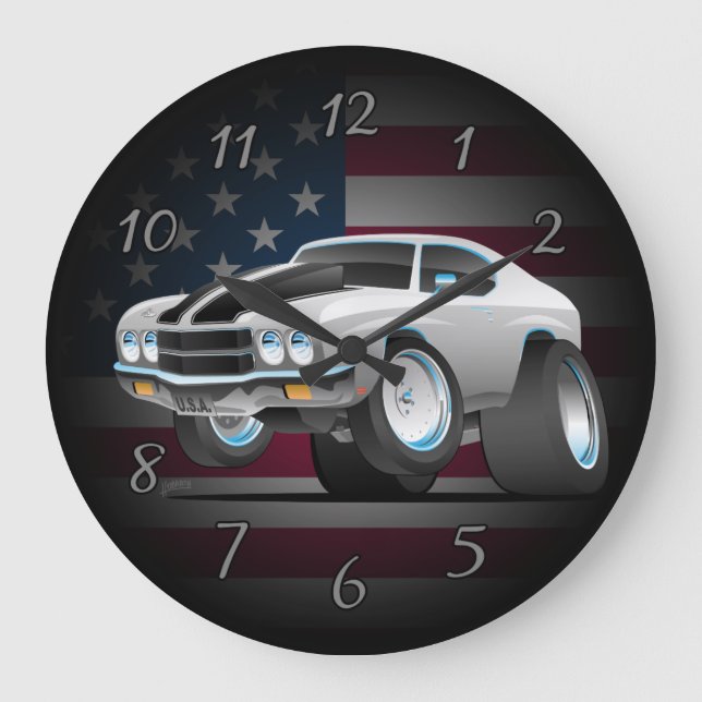 Reloj Redondo Grande El Personalizado americano de autos musculares de  (Anverso)