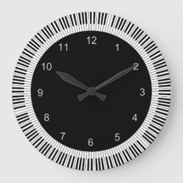 Reloj Redondo Grande El piano cierra blanco y negro