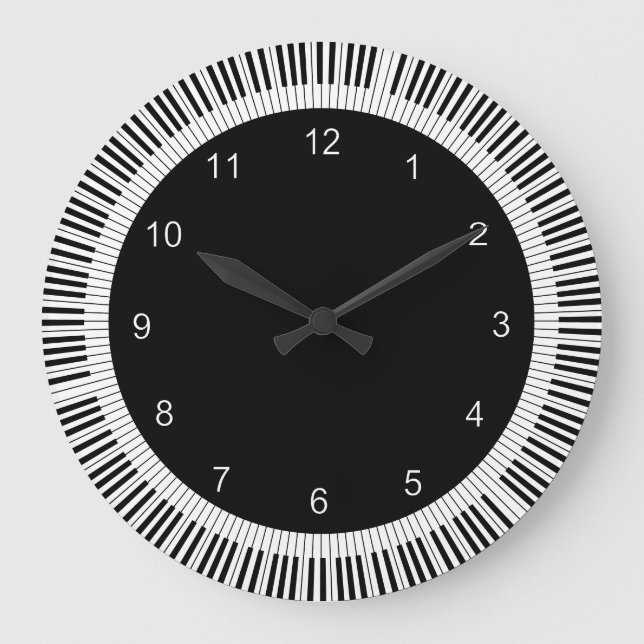 Reloj Redondo Grande El piano cierra blanco y negro (Anverso)