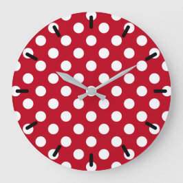 Reloj Redondo Grande El polka blanco se pone rojo