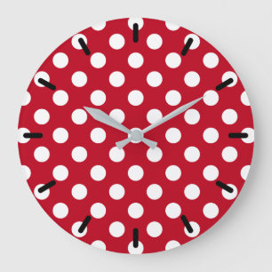Reloj Redondo Grande El polka blanco se pone rojo
