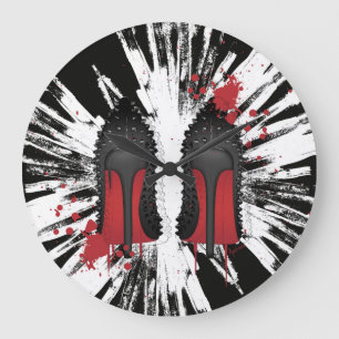 Reloj Redondo Grande El rojo basa salpicones y goteos de los talones de