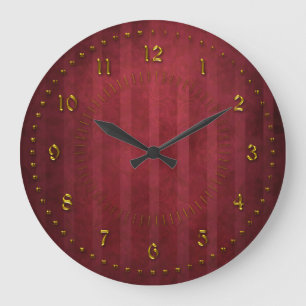 Reloj Redondo Grande El rojo rico peló el Grunge numerado