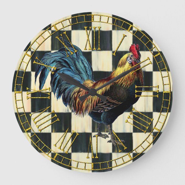 Reloj Redondo Grande El Rooster Vintage en Check (Anverso)