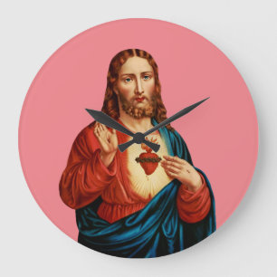 Reloj Redondo Grande El Sagrado Corazón de Jesús