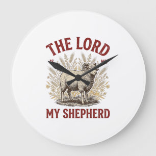 Reloj Redondo Grande El Señor Es Mi Pastor Diseño De Camiseta De Oveja 