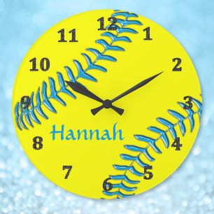 Reloj Redondo Grande El softball registra su NOMBRE, fondo, COLORES de