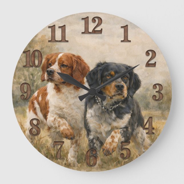 Reloj Redondo Grande El spaniel de Bretaña  (Anverso)